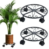Hengguang 2 Pcs 12 inch Metal Plant Stand with Wheels,Load Capacity 150 lbs Heavy Duty Caddy Stand Base with 360 Degree Lockable Wheels,Plant Dolly with Wheels for Indoor,Outdoor