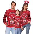 thumbnail image 1 of Marvmys Chandail de Noël Assorti pour la Famille Col Rond Rennes Flocons de Neige Chandail Tricoté Laid pour Hommes Femmes, 1 of 8