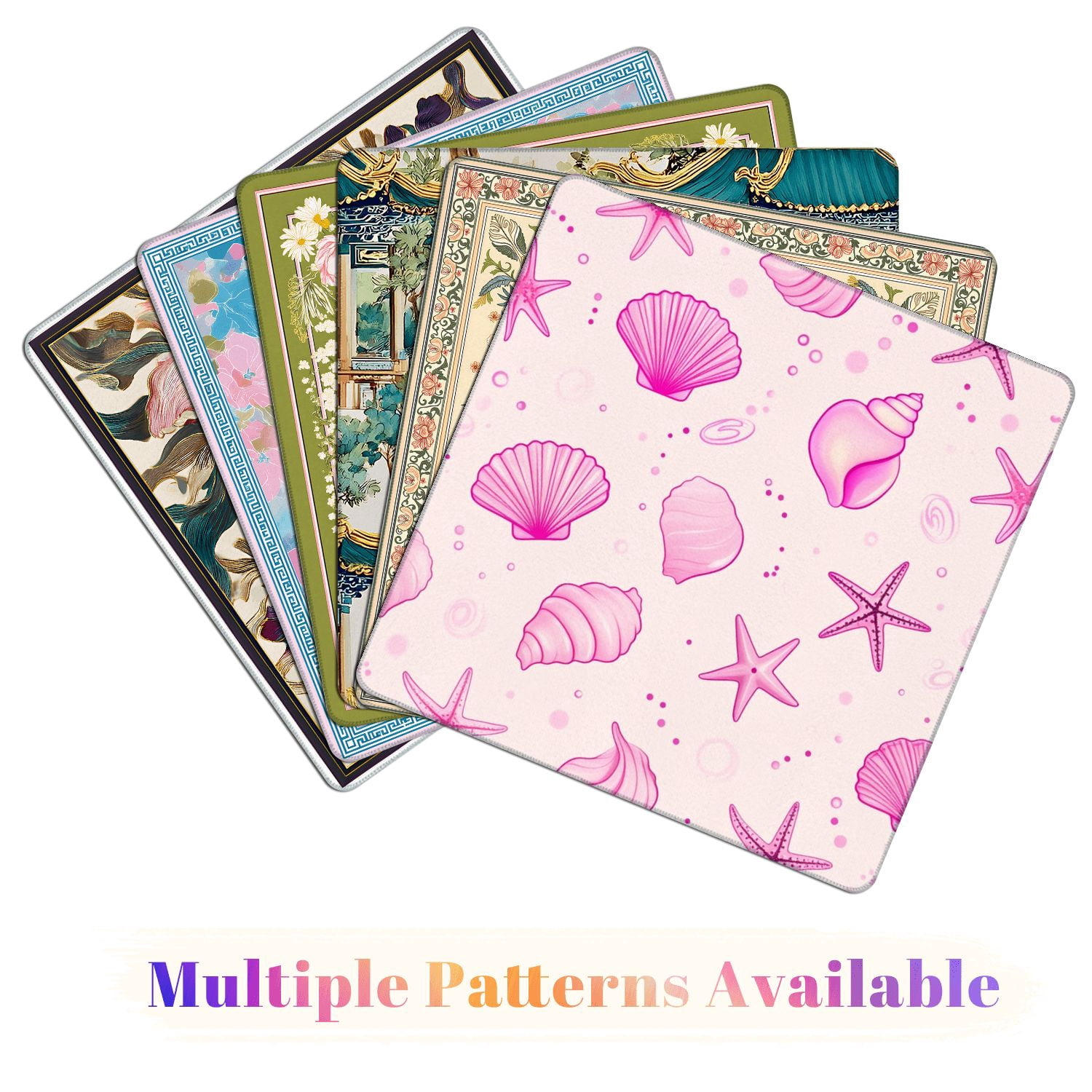 Mahjong Mat 31.5" x 31.5" Pink Seashell Starfish Light Non-Slip Noise Reduction American Mahjong Tiles Table Cover for Dominoes Poker Card Board Games Gift