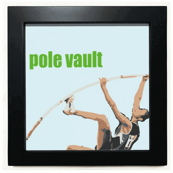 Pole Vault Field Events Art Deco Fashion Black Square Frame Picture Wall Tabletop