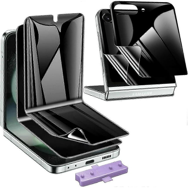 2set Privacy Screen Protector For Samsung Galaxy Z Flip 5 Soft Hydrogel Film Easy Install No Bubbles