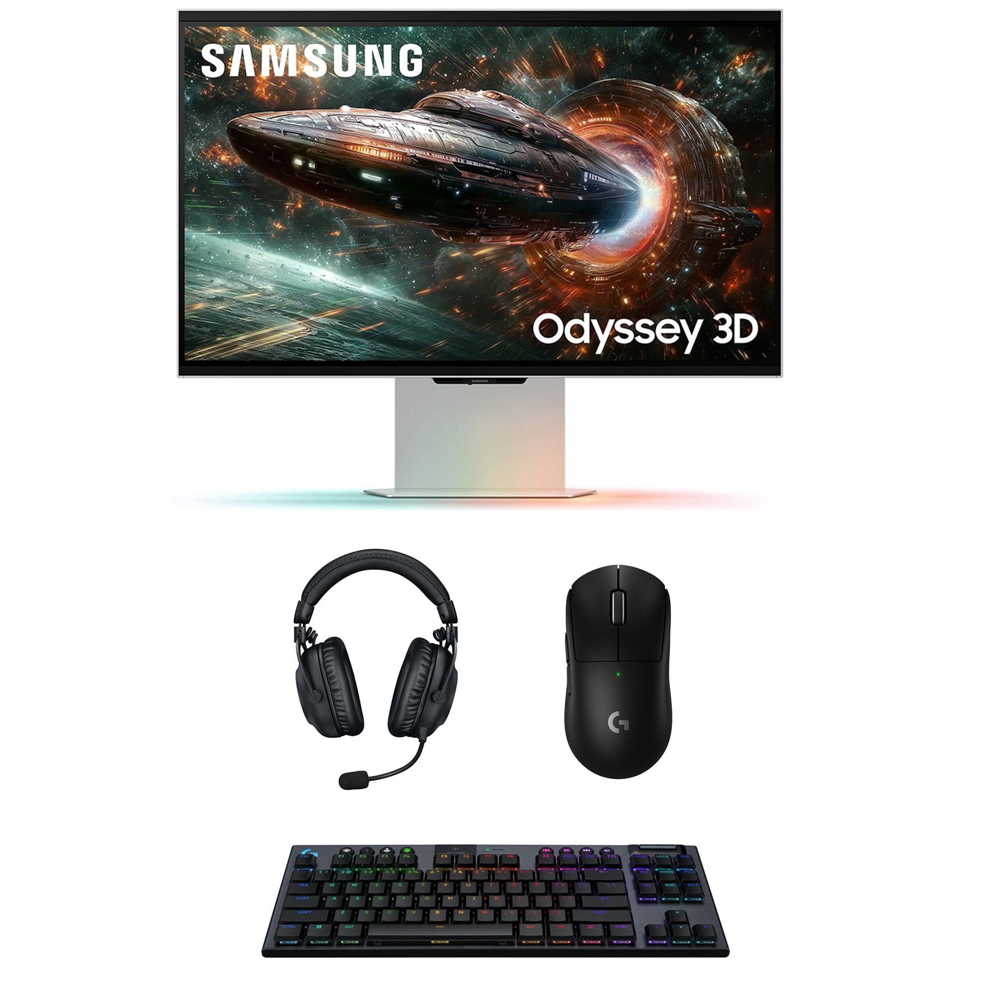 Samsung LS27FG900XNXZA G90XF 27" Odyssey 3D 4K 165Hz Gaming Monitor with PRO-X-2-LIGHTSPEED Headset, G915 Keyboard, and PRO-X-2-SUPERLIGHT Mouse (2025)