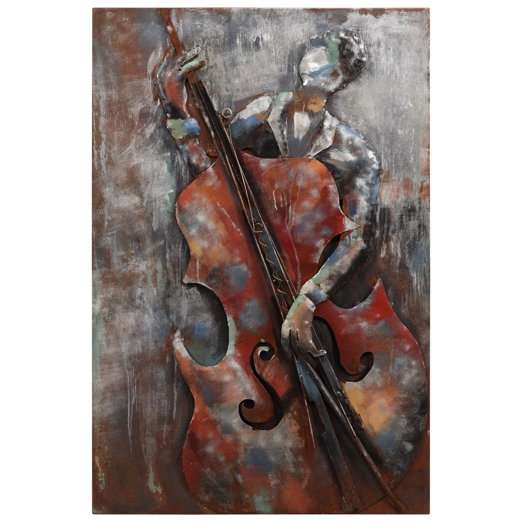 Empire Art "The Bassist" Mixed Media Iron Hand Painted Dimensional Wall Décor