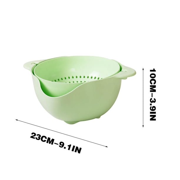Yhmxh Organizadores y almacenamiento Cesta de drenaje giratoria de doble capa para el hogar, de plástico, para lavar verduras, frutas y arroz. Almacenamiento de ducha Almacenamiento de juguetes