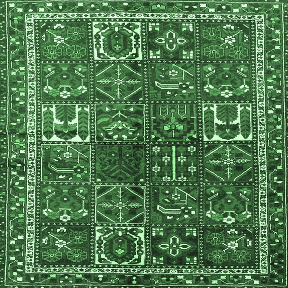 Ahgly Company Indoor Square Persian Emerald Green Traditional Area Rugs, 6' Square