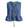 thumbnail image 7 of Womens Tank Tops Women's Summer Denim Lace Up Ruffle Hem Vest Top Cami Tops for Women Light Blue XL, 7 of 7