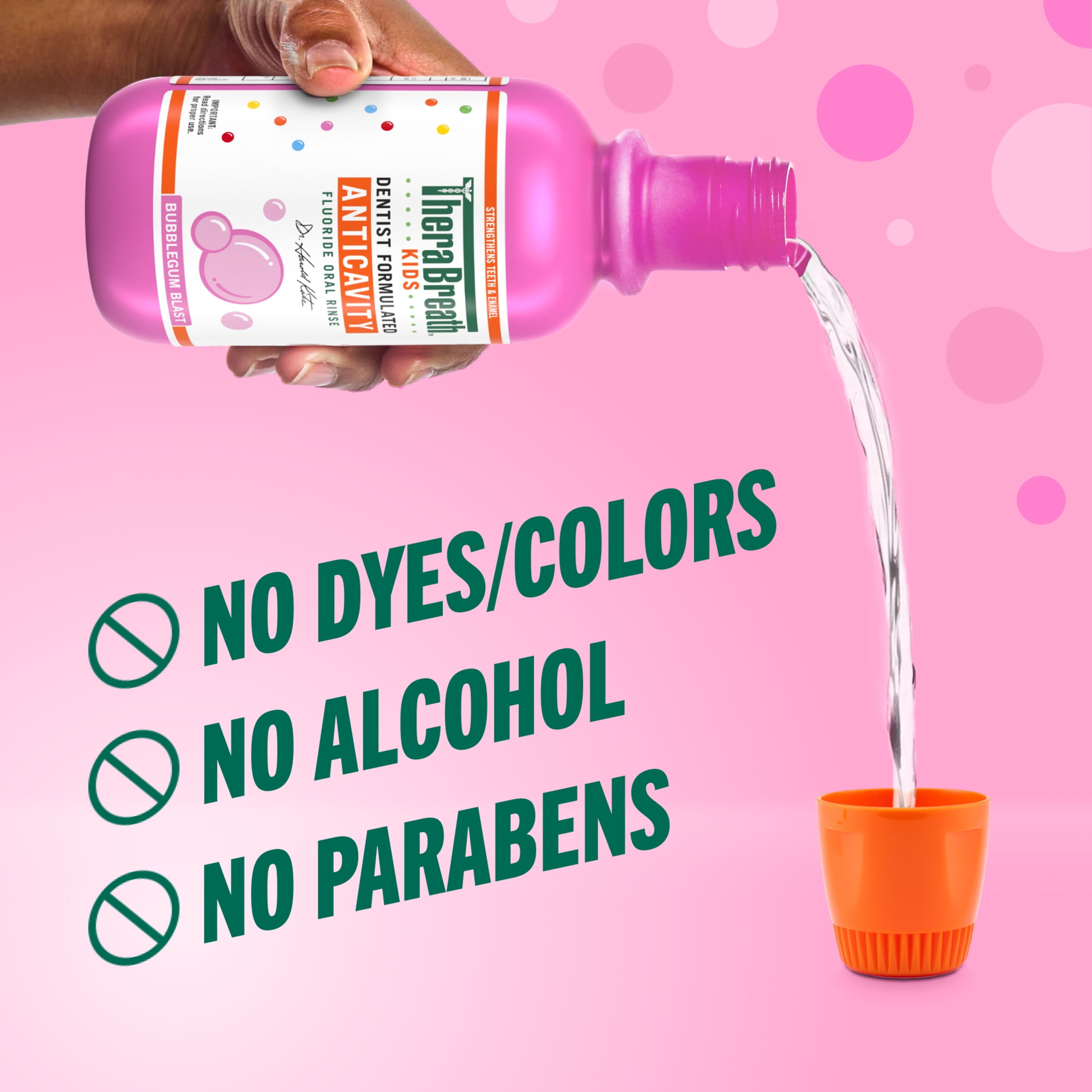 (2 pack) TheraBreath Kids Anticavity Fluoride Oral Rinse, Strengthens Teeth & Enamel, Alcohol Free & Dye Free, Certified Organic Bubblegum Blast Flavor, 10 fl oz
