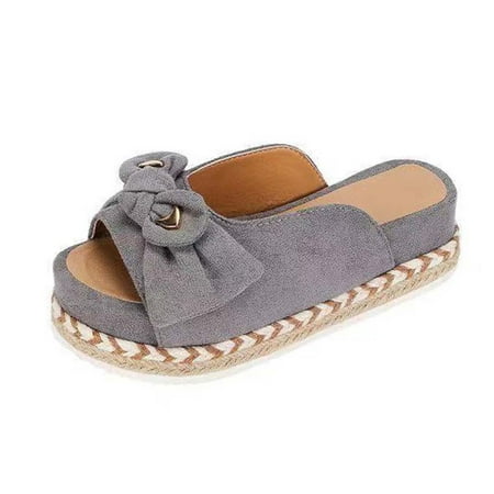 

Womens Summer Flat-shaped Hemp Rope Platform Shoes Bow Slippers Summer Open Toe Slide Sandals Comfortable Flats Flip-Flops Sandal Casual Platforms Wedge Sandals Boho Dressy Heeled Sandals A1518