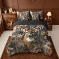thumbnail image 3 of Manfei Hunting Deer 7-Piece Bedding Comforter Set For Men,Camo Animal Rustic King Bedding Sets Reversible, 3 of 9