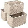 Small Cotton Rope Storage Basket Set of 3-11"x7"x7" Perfect Woven Baskets for Storage, Ideal Storage Baskets for Organizing Toys, Towels, and More - Baskets for Shelves and Home D r(Beige)