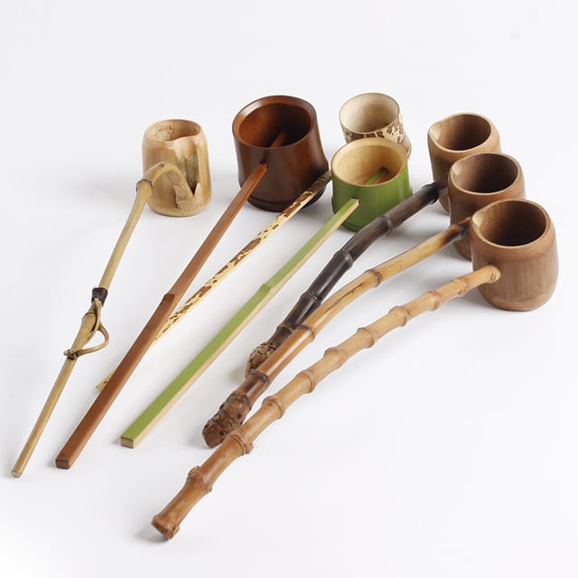Cuchara de bambú con mango largo y raíz de bambú para agua, cuchara para beber, juego de té, accesorios