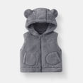 thumbnail image 2 of AHTJRT Boy's Girl's Sherpa Fleece Vest Bear Ears Shape Full Zip Hooded Winter Warm Lightweight Windproof Sleeveless Jacket Gray 3-4 Years, 2 of 5