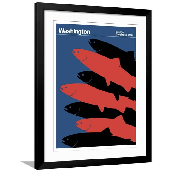 Art.com State Poster WA Washington Giclee Print, Black Frame Wall Art, 32" x 40"
