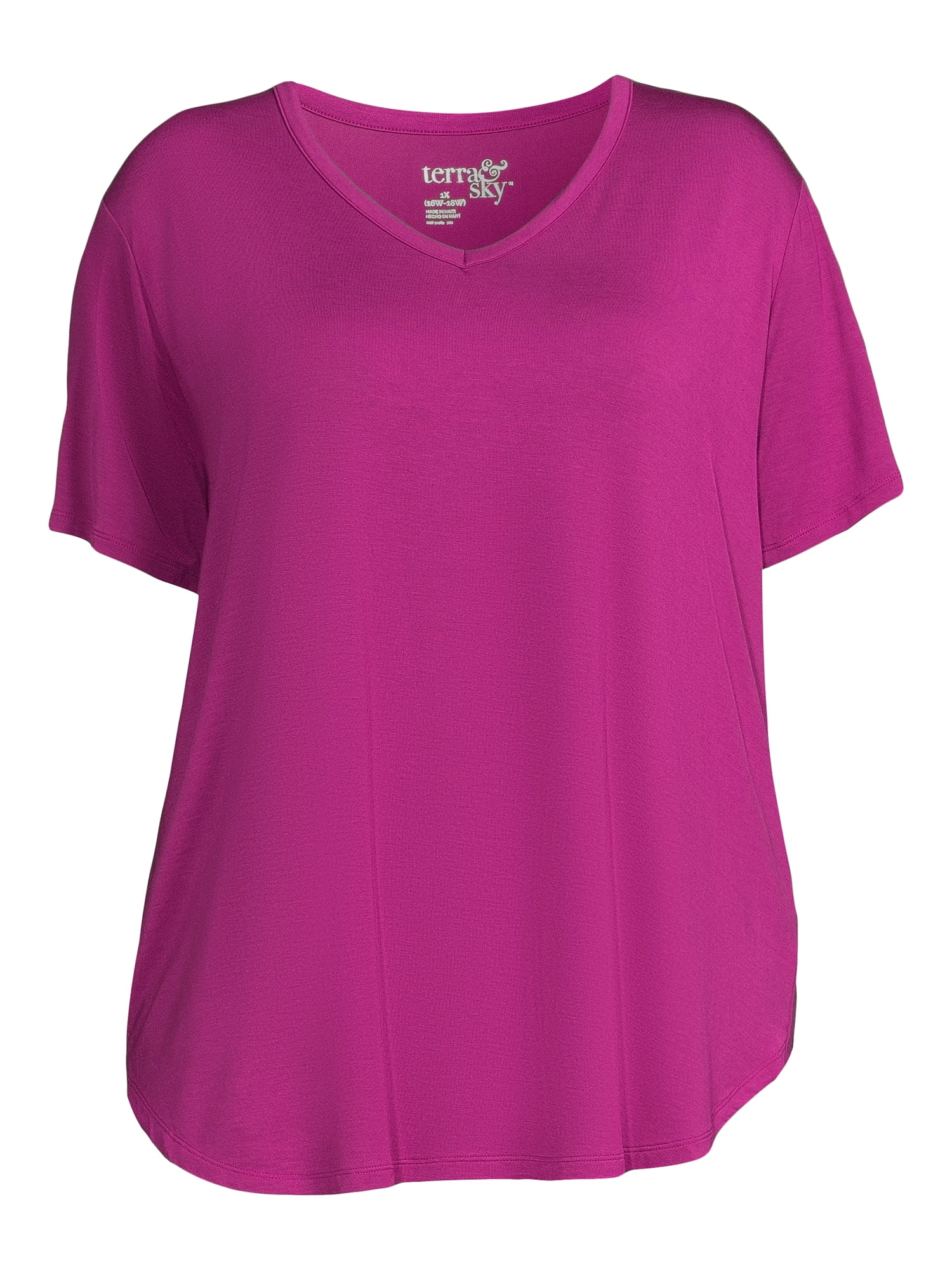 Terra & Sky Women's Plus Size V-Neck Tunic T-Shirt