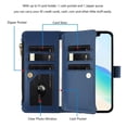 thumbnail image 3 of For iPhone 17e / 16e Wallet Phone Case-PU Leather Magnetic Flip Cover with 9 Credit Card Slots,Zipper Pocket & Detachable Wrist Strap,Shockproof,Dark Blue,For iPhone 17e / 16e, 3 of 7