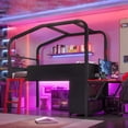 thumbnail image 4 of Leumius Twin Size Low Loft Bed with Side Desk and Usb Ports, Gaming Style Metal Loft Bed with Led Lights, Storage Cabinets and Chic Canopy Design for Bedroom Guests Black, 4 of 9