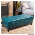 thumbnail image 1 of Pouf de Rangement Lynn en Faux Cuir avec Clous, Sarcelle, 1 of 7