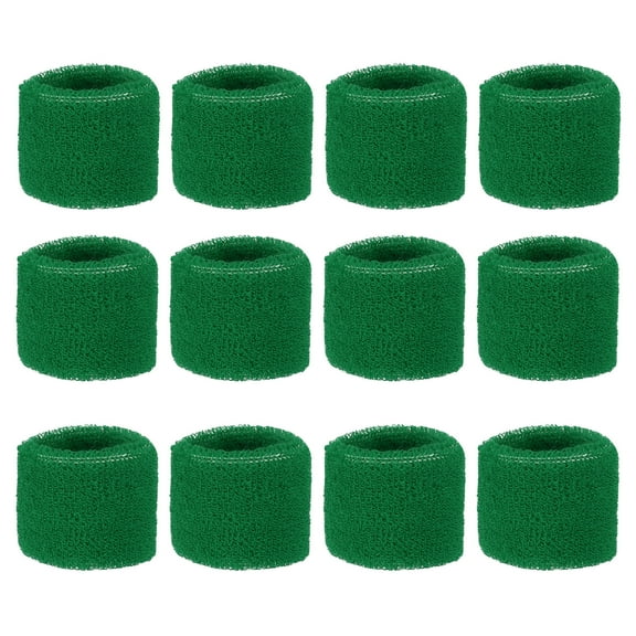 Uxcell 8x5cm Sport Wrist Bands Terry Absorbent Athletic Sweatband, Green 12 Pack
