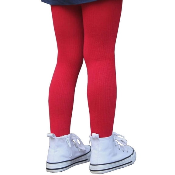 Toddler Footed High Waisted Ribbed Tights Red