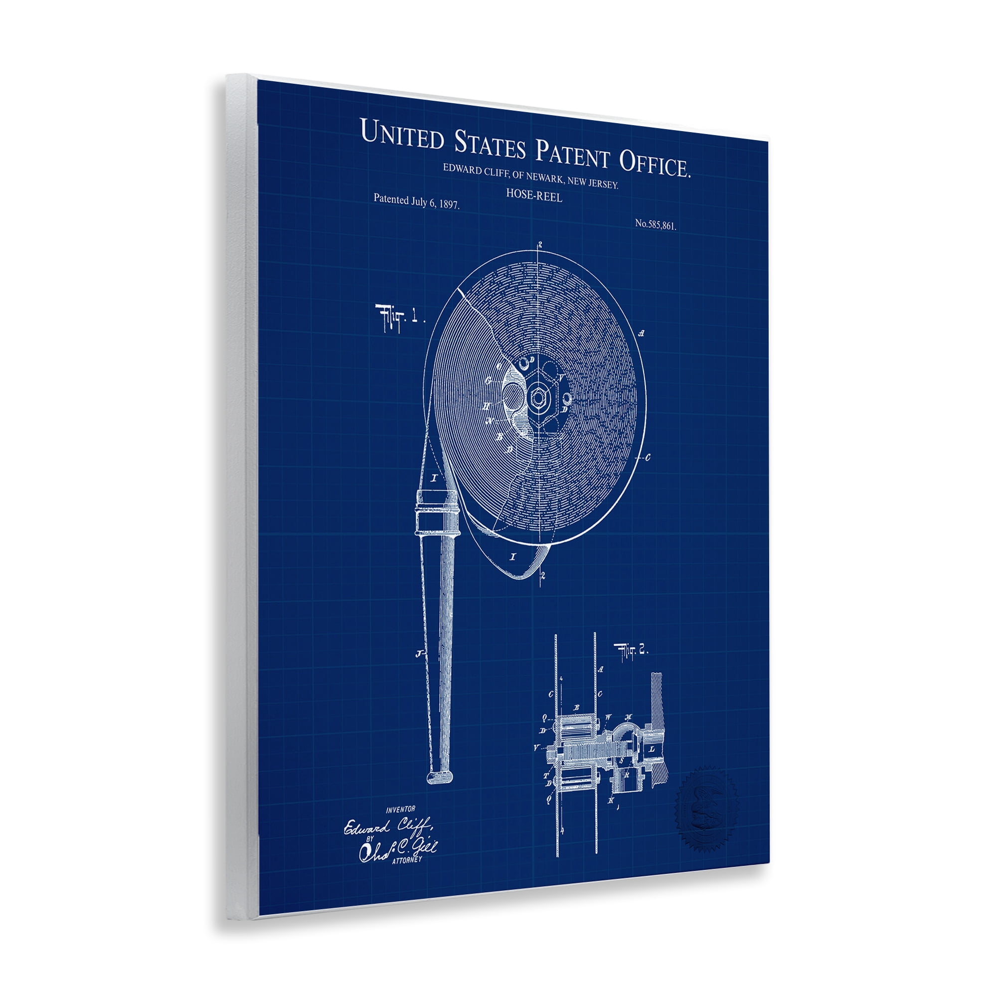 Stupell Industries Hose Reel Blueprint Typography Painting Unframed Art Print Wall Art, 11 x 14