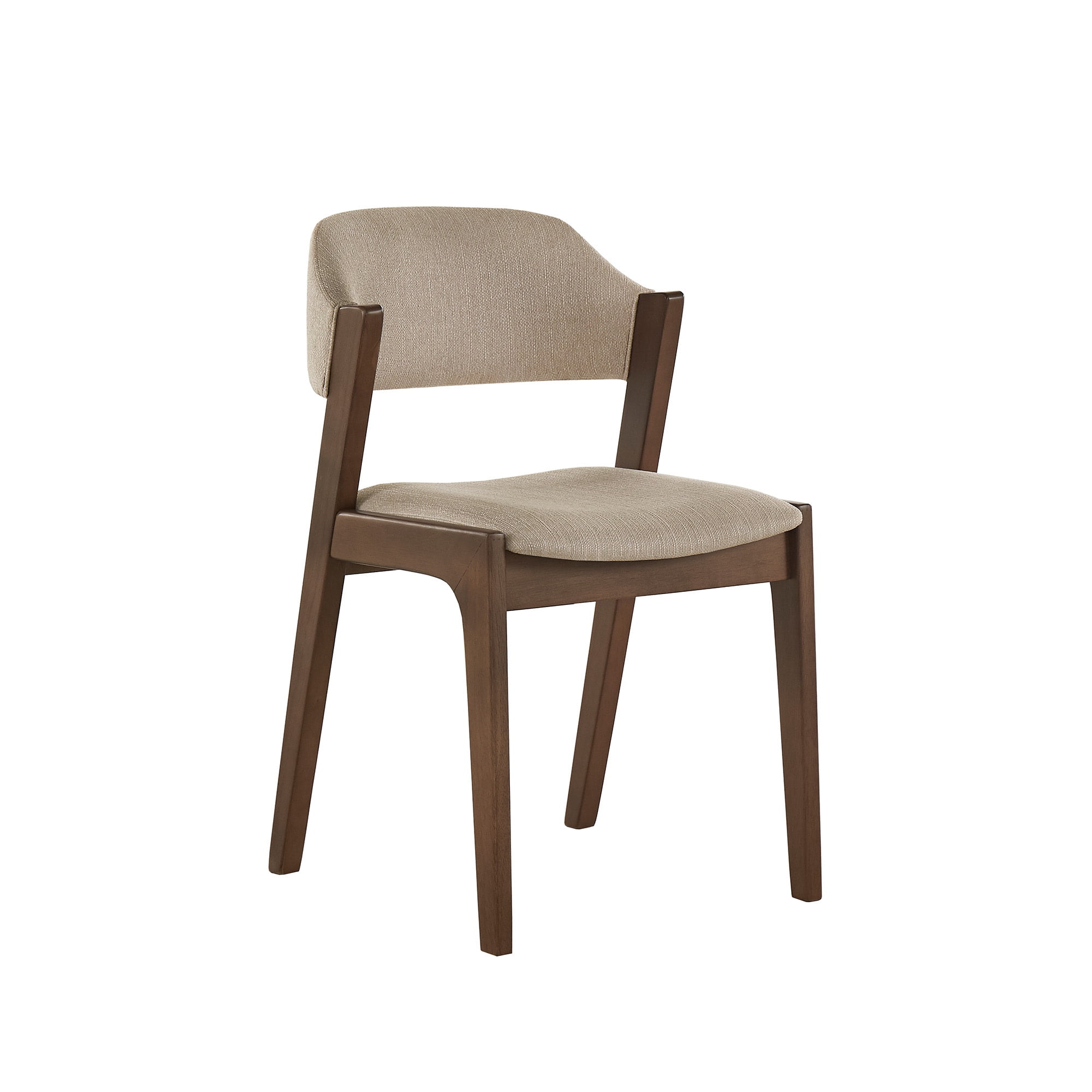 Weston Home Skovde Modern Walnut Finish Dining Chair, Set of 2, Beige Fabric