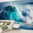 thumbnail image 2 of Peel and Stick Wallpaper Close up detail powerful teal blue wave breaking open ocean bright Modern Art Wall Mural Decor Self Adhesive and Removable 69in x 98in, 2 of 8