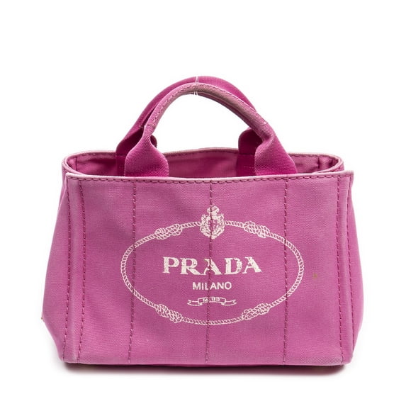 Pre-Owned Prada Pink Small Canapa Tote Handbag Canapa Canvas