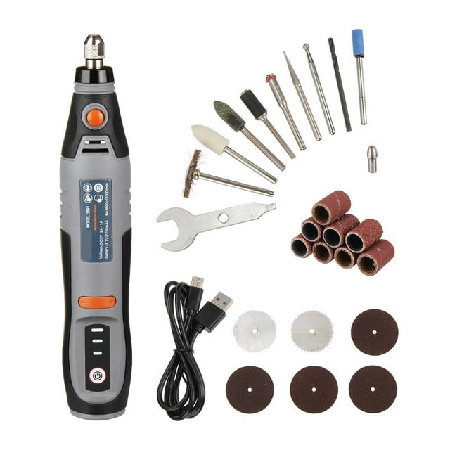 Mini Cordless Rotary Tool 3-Speed Power Rotary Kit LED Light USB Charging For Small Light Projects Polishing Engraving ,Compact and Lightweight Portable