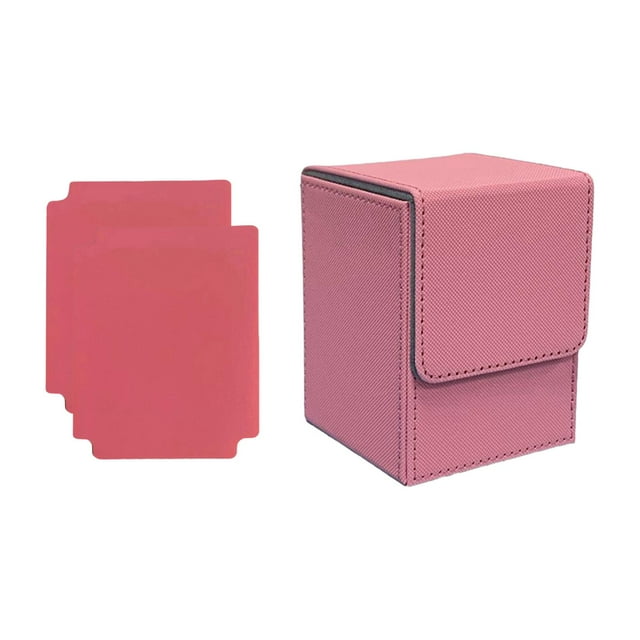 Almencla Card Deck Box Card Deck Case Collectible Game with Dividers Card Storage Box Pink
