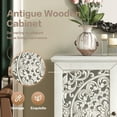 thumbnail image 3 of Noble house Vintage Hollow-Carved Accent Cabinet, 2-Door Sideboard, Adjustable Shelf & Solid Wood Legs,Antique White, 3 of 8