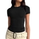 thumbnail image 1 of Camiseta de cuello redondo para mujer, camisetas de manga corta transpirables suaves y agradables para la piel para uso diario al aire libre, 1 of 5