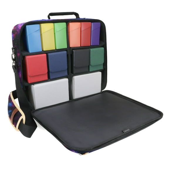ENHANCE Designer Edition TCG Bag for Deck Boxes MTG, Dice, Playmat - Customizable Dividers (Galaxy)
