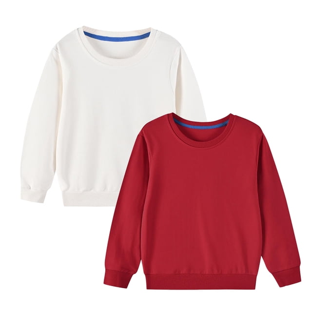 vdgthytj 2 Pack Chandail en Molleton Garçon Fille Enfant Automne Décontracté Ample Col Rond Manches Longues Pull Blouse