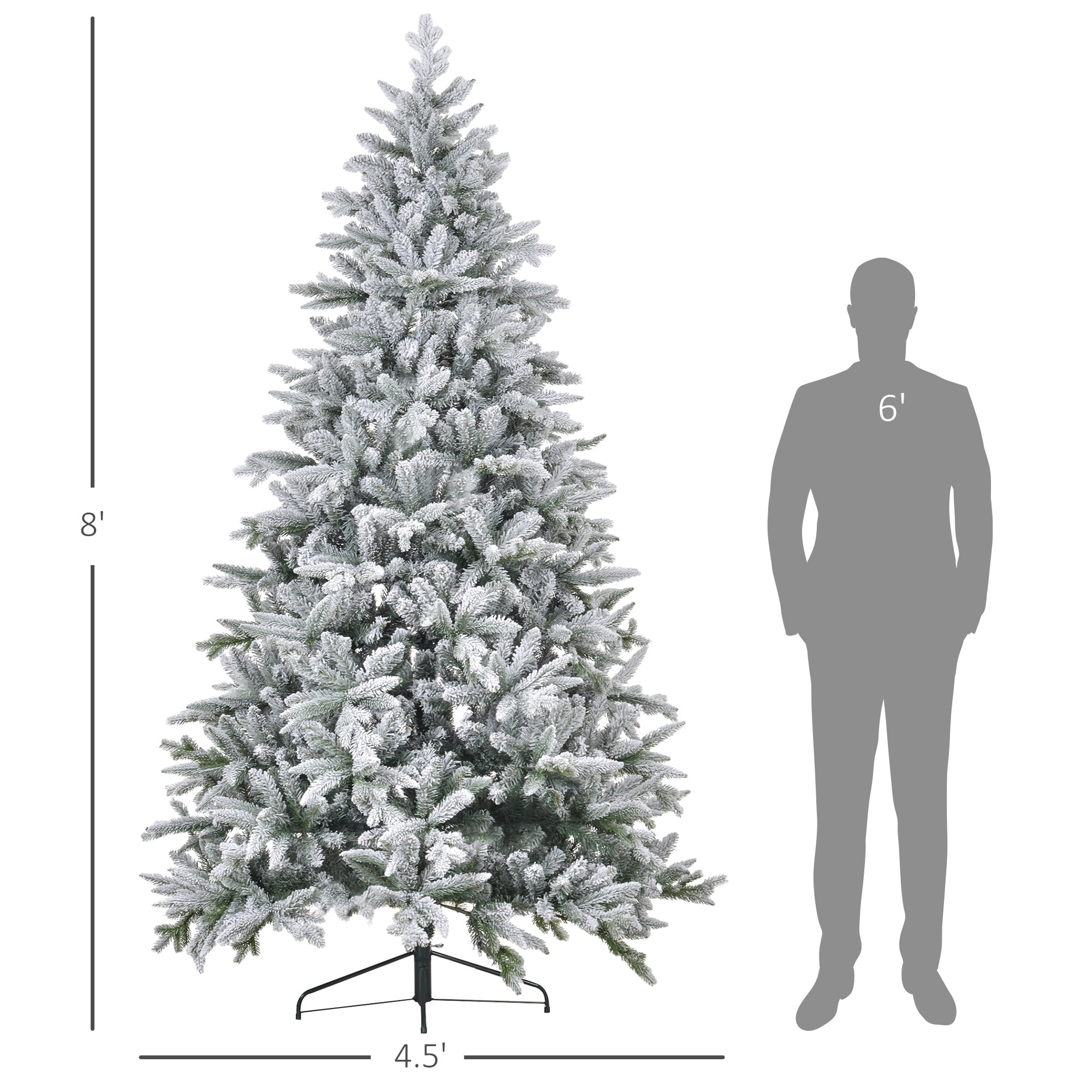 8ft Snow Flocked Full Christmas Tree 2003 Tips Quick Setup Flame Retardant Indoor Holiday Decor