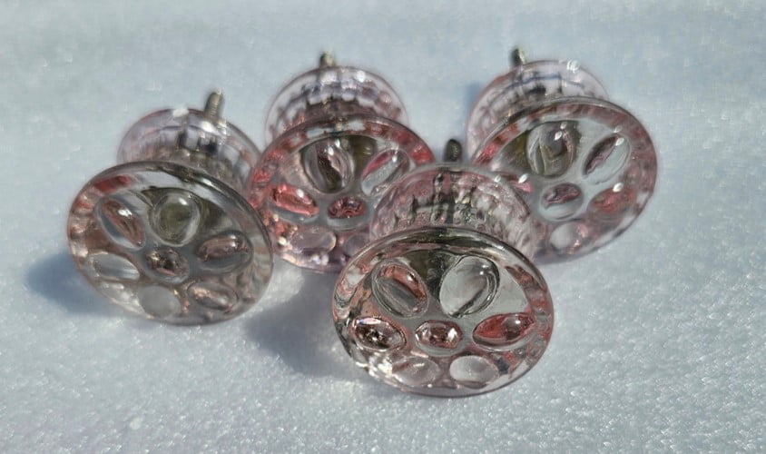 Pink Glass Cabinet Knobs Hardware 4 Pieces 1-1/2 diameter