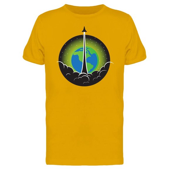Rocket Launch Over Earth Tee Men's -Image by Shutterstock