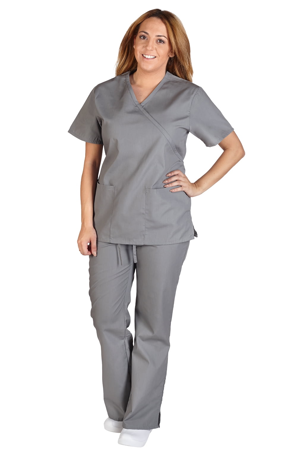 M&M Scrubs Women's Tie Back Solid Medical Scrub Set