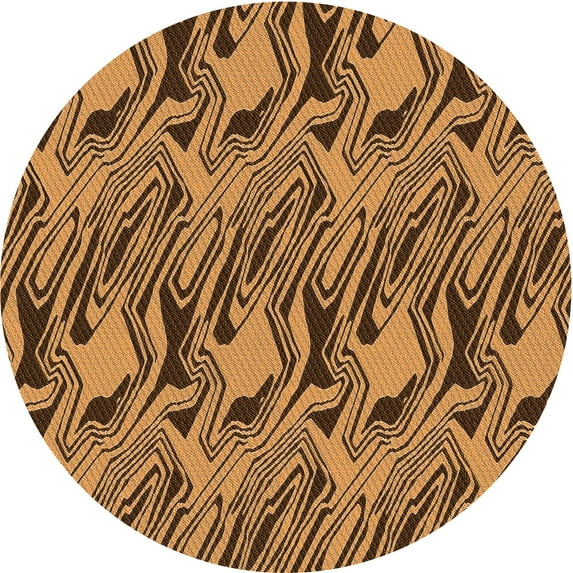 Ahgly Company Machine Washable Indoor Round Transitional Red Brown Area Rugs, 4' Round