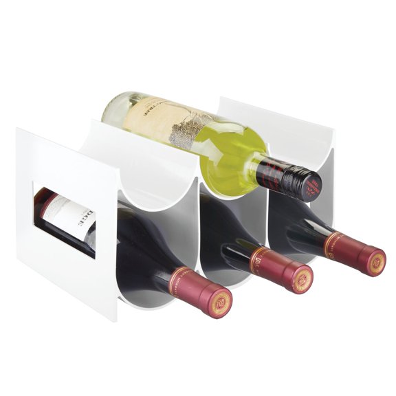 mDesign Plastic Modern Free-Standing Bottle Rack Storage Organizer - White