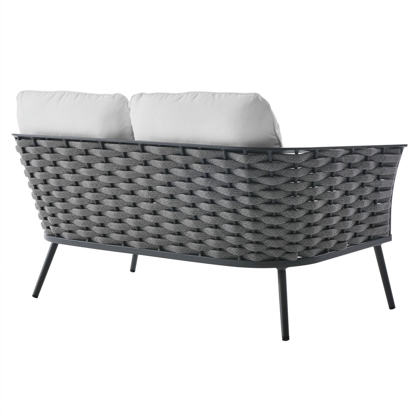 Modway Stance Aluminum & Fabric Patio Loveseat in Gra & White - image 4 of 8