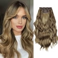 thumbnail image 7 of Phocas Clip in Hair Extensions 4PCS Thick Hairpieces Golden Brown Long Wavy Curly Synthetic Hair Extensions for Women 23in, 7 of 7