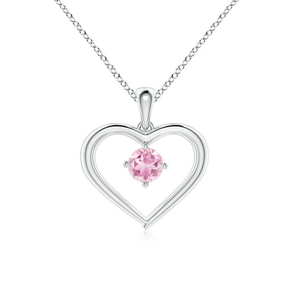Angara Natural 4mm Pink Tourmaline Heart Pendant Necklace in Sterling Silver for Women