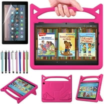 For Amazon Fire HD 10 / Fire HD 10 Plus (11th Generation, 2021 Released) Case with Screen Protector and Stylus, EpicGadget EVA Foam Lightweight Shockproof Handle Kickstand Kids Friendly Cover (Pink)