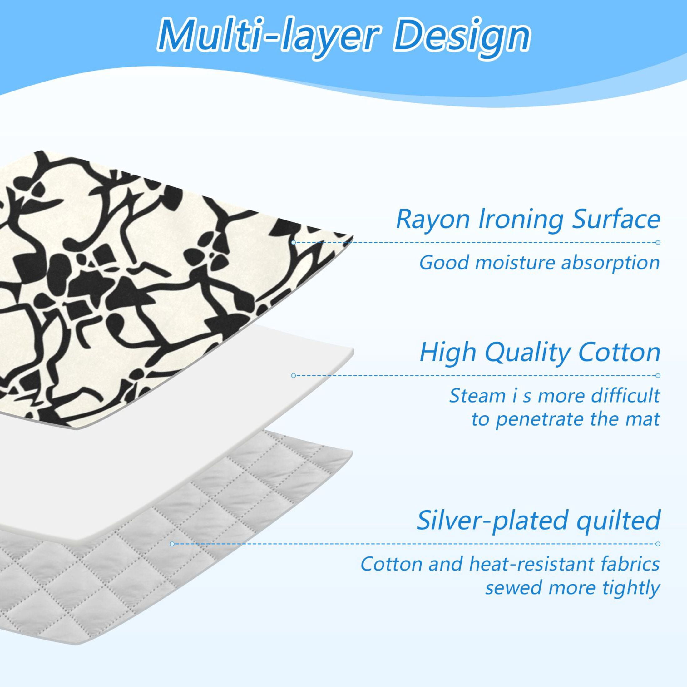 Geometric Floral Prints Ironing Mat Blanket for Table Top Travel Portable Ironing Board Pad 47.2x27.6 Inch