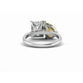 thumbnail image 2 of Two Stone Diamond Ring, Toi Et Moi Diamond Engagement Ring, Vivid Yellow Pear Cut Diamond And Emerald Cut Ring, 925 Sterling Silver, 2.0 Ct Simulated Diamond, November Birthstone Ring, 2 of 5