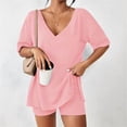 thumbnail image 6 of Blmnix Sleepwear Sets Womens Pajama Sets Bamboo Pajamas Summer Pajamas Pajama Set V-Neck Slim-Leg Short Sleeve Green Cropped Womens Pajama Sets Shorts,S, 6 of 6
