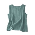 thumbnail image 1 of QHFBli Débardeurs en Coton et Lin pour Femmes Confortables pour l'Été Sans Manches Col Rond Chemise Décontractée Blouse Ample, 1 of 3
