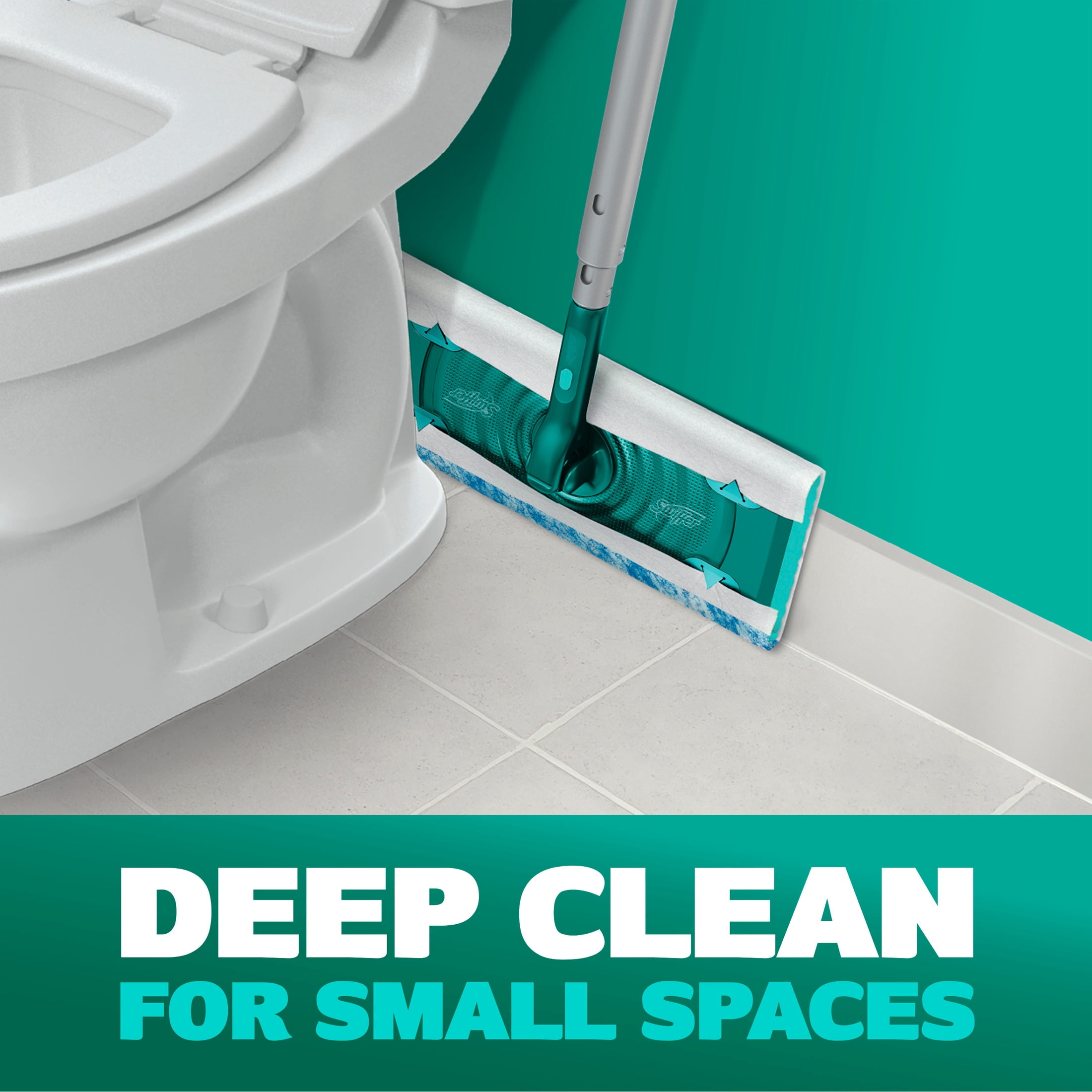 (6 pack) Swiffer Mop & Go Deluxe, 2-in-1 Floor Mopping and Sweeping Kit, 1 Device, 6 Mop Refills, 2 Sweep Refills