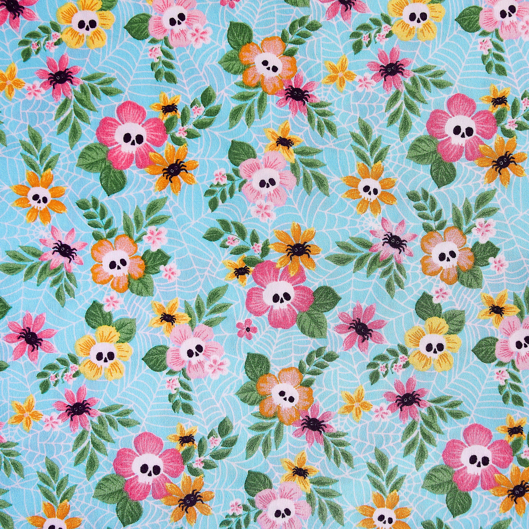 Summerween Soft Microfiber Sheet Set, Floral Skulls, Queen