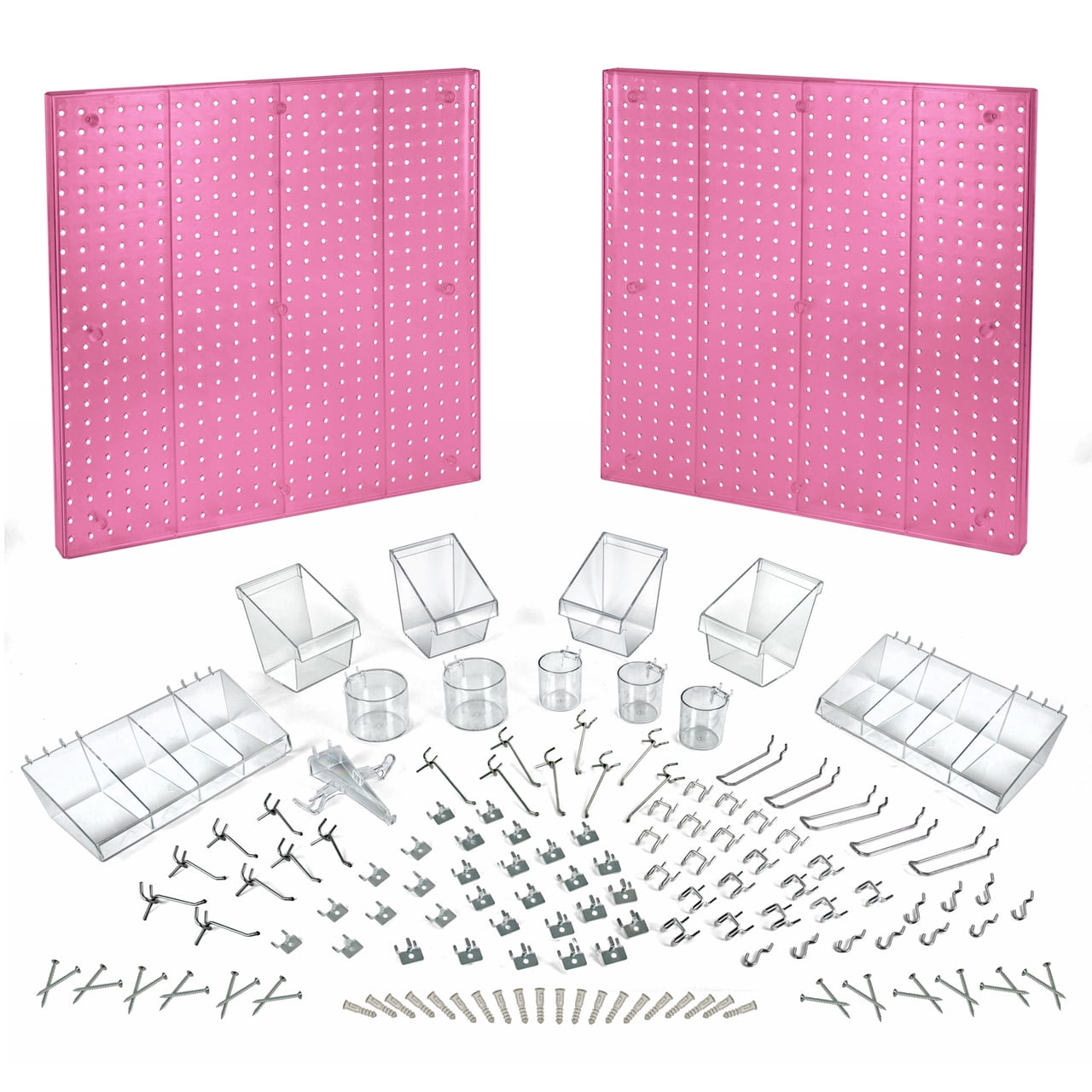 Azar Displays 900988PNK Pink 125Piece Pegboard Organizer Kit (2 24